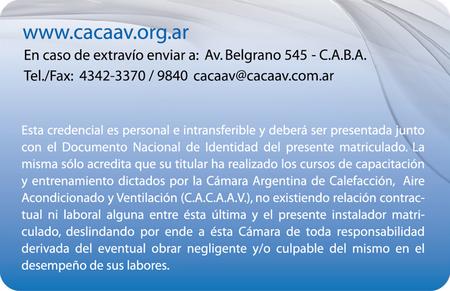 Credencial CACAAV dorso